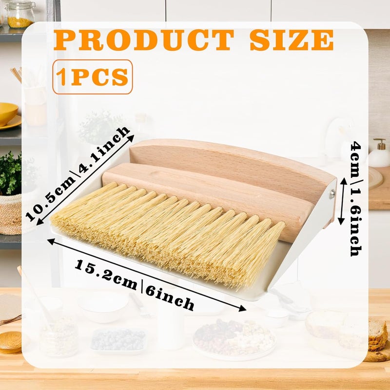 Nokiils Small Dust Pan and Brush Set, Mini Hand Broom and Dustpan Set, Wooden Crumb Sweeper for Home Desktop, Sofa, Pet Care Household (White) - Image 2